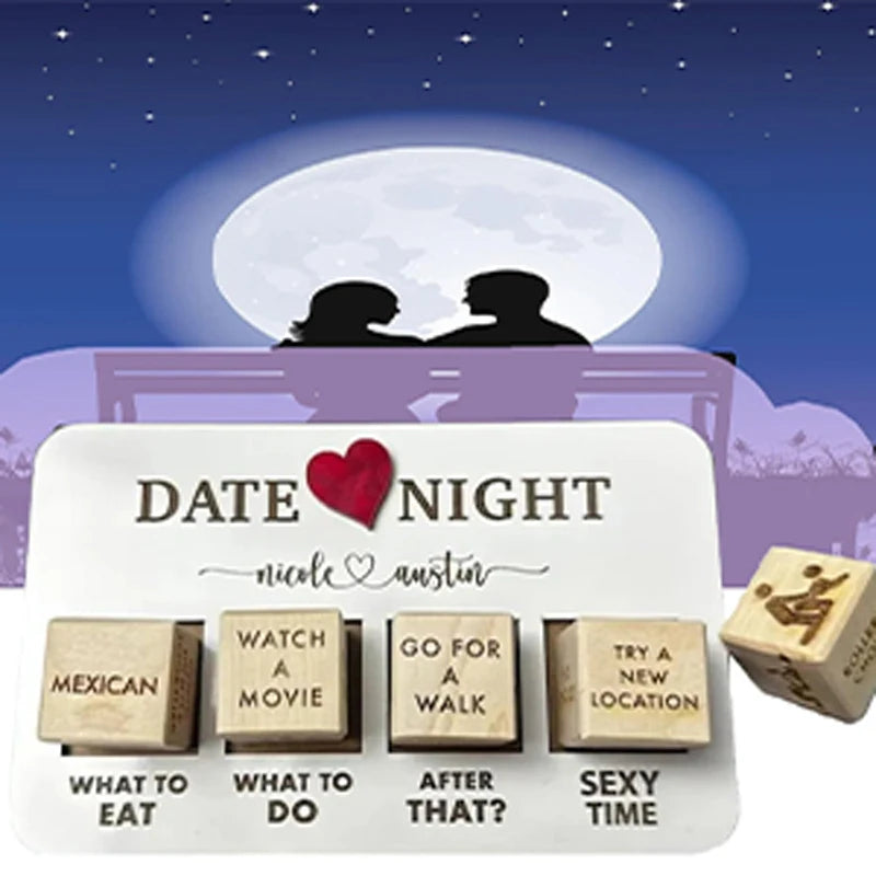 Funny Wooden Decision Dice Toys Set Adult Couple Lovers Date Night Games Party Toy Food Movie Decision Dice Valentines Gift