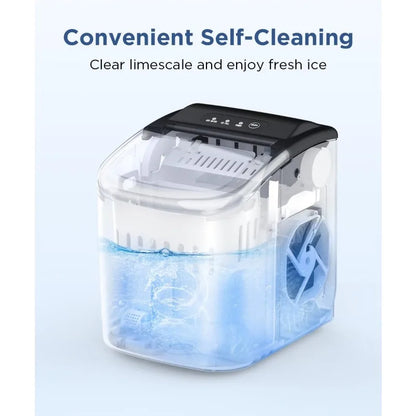 COWSAR Ice Maker Countertop, Portable Ice Machine with Self-Cleaning, 26.5Lbs/24Hrs, 9 Bullet Ice Cubes in 6 Mins, Ice Basket