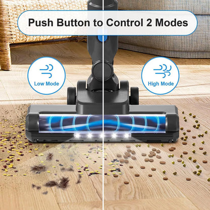 Cordless Vacuum Cleaners, 28Kpa Wireless Vacuum Cleaners Cordless Sweeper Vacuum, Stick Vacuum Cleaner with 4 LED Headlights, Blue, New