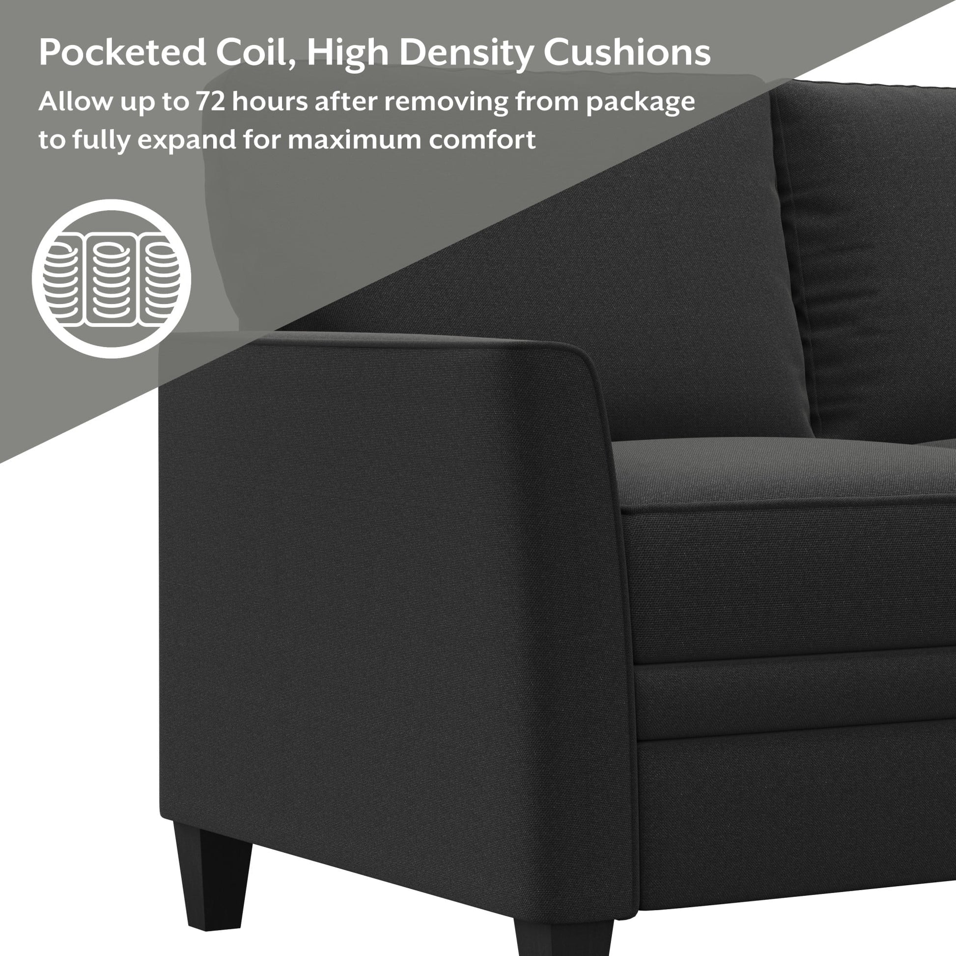 Auden 81" 3 Seat Classic Modern Sofa, Black