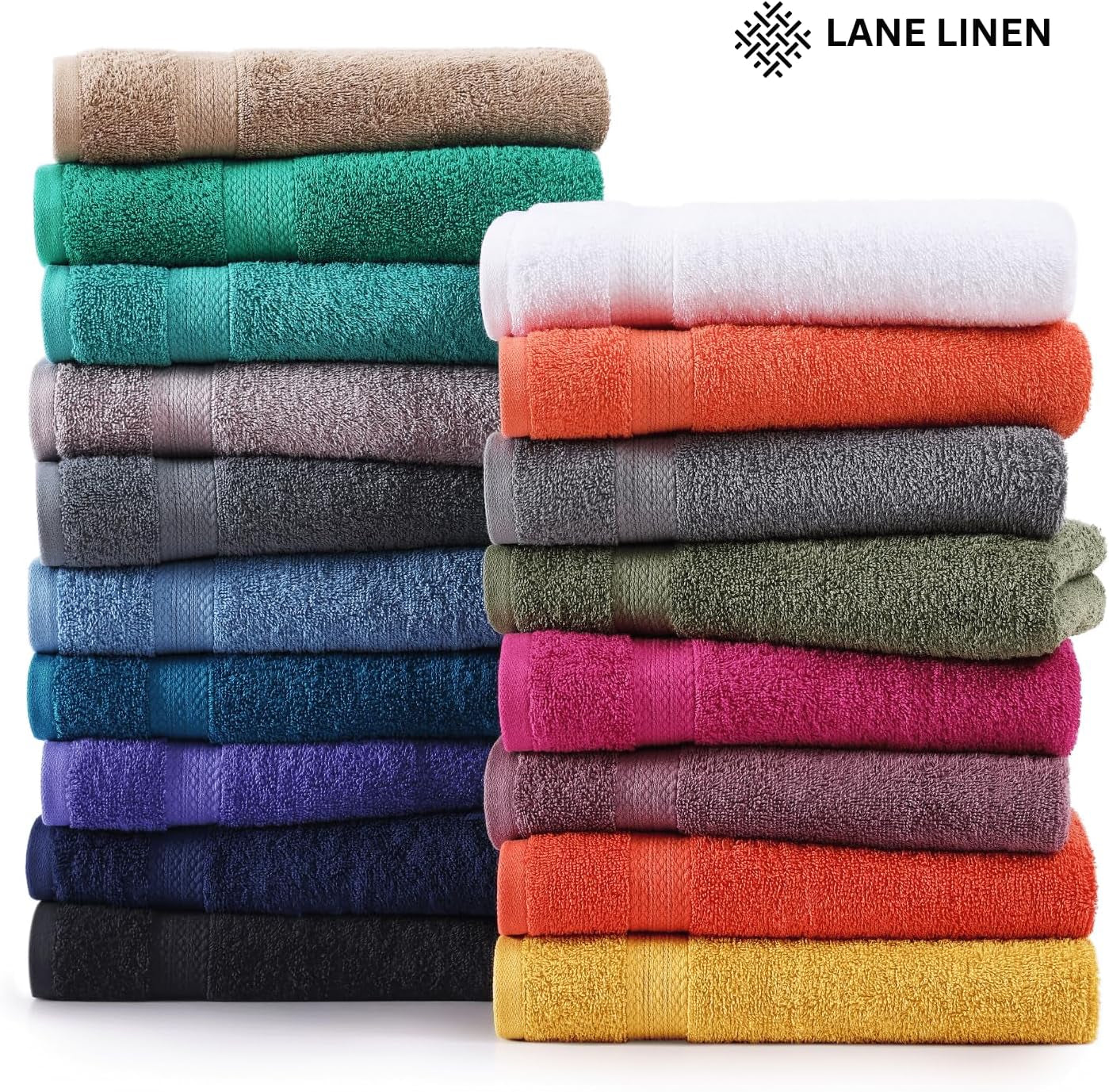 16 Piece Bath Towels - 100% Cotton Towels for Bathroom, Premium Quality Hotel Towels, Highly Absorbent Bathroom Towel Set, Super Soft, 4 Bath Towels, 4 Hand Towels, and 8 Wash Cloths - Taupe