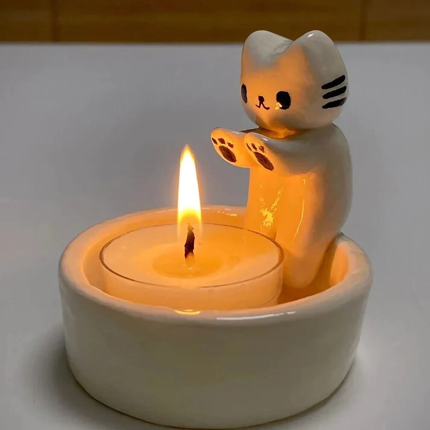 Kitten Candle Holder Cute Cat Candlestick Creative Aromatherapy Candle Holder Durable High Tempe Cartoon Candlestick Decoration