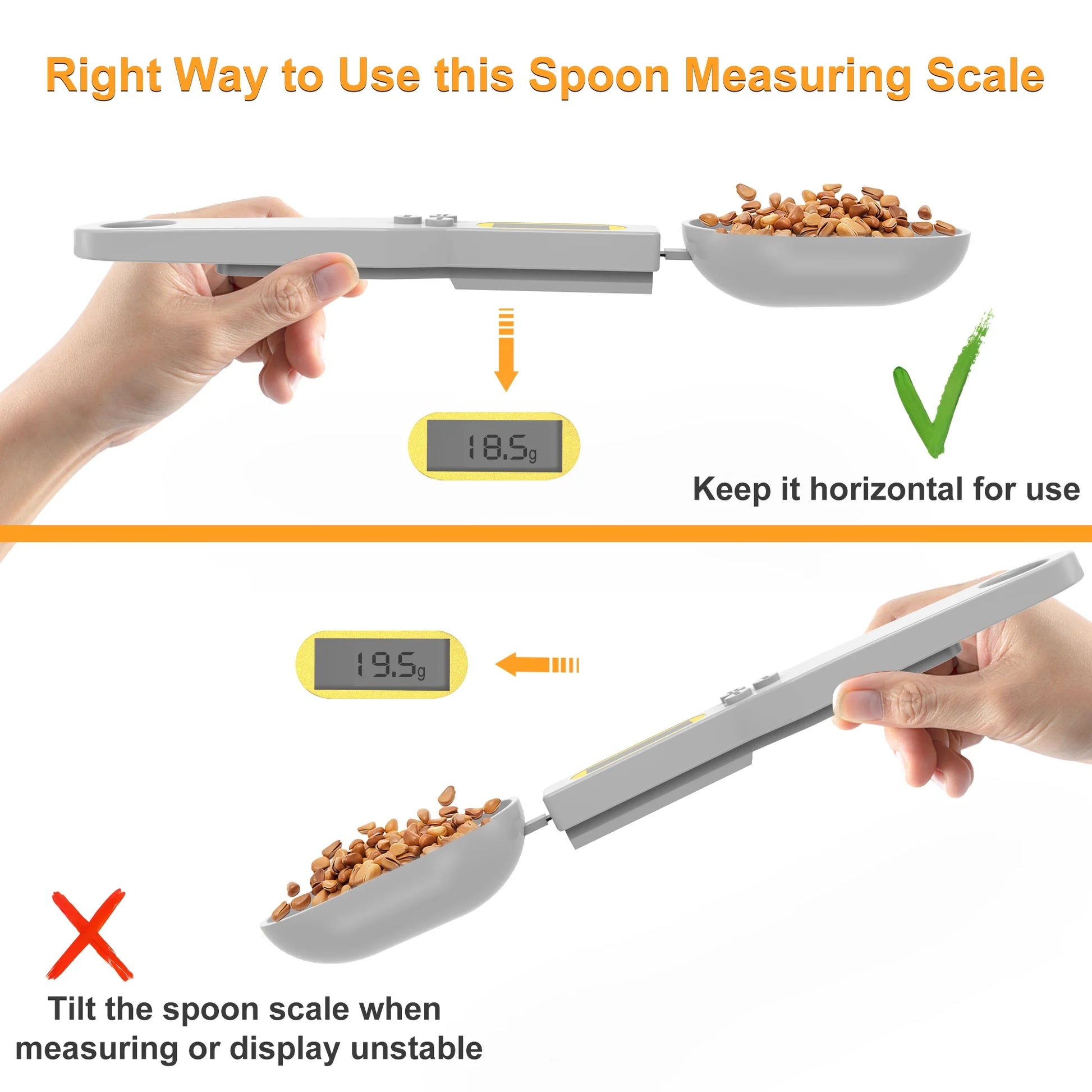 Kitchen Spoon Scale Digital Food Scale in Grams and Ounces White 500G/0.1G Weighing Tools Household LCD Display