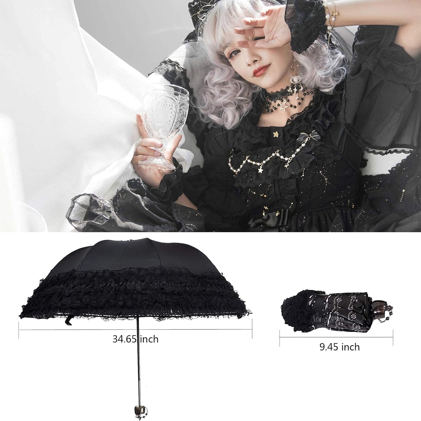 Parasol Lace Umbrella Sun UV Protection Kawaii Gothic Umbrellas Wedding Decorations Cosplay Photoshoot Props