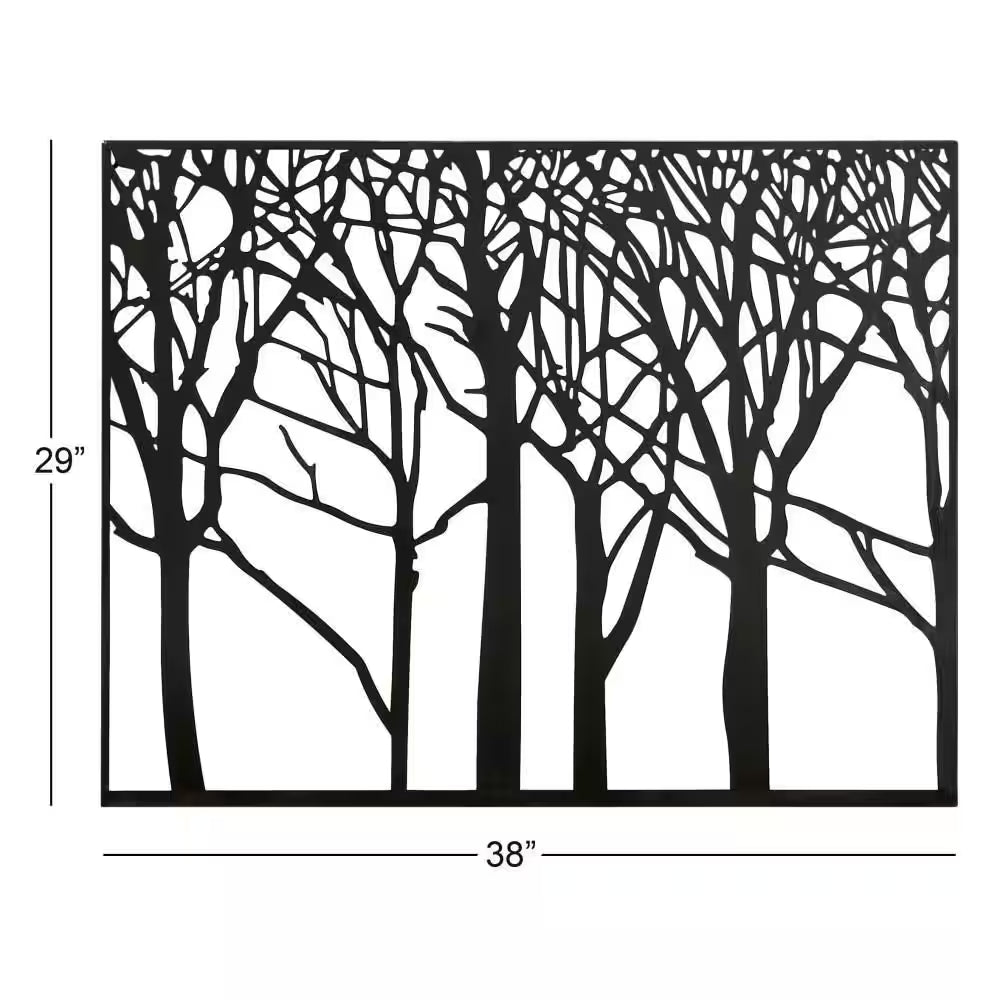 40 In. X 32 In. Metal Black Tree Wall Decor