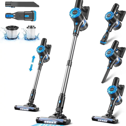 Cordless Vacuum Cleaners, 28Kpa Wireless Vacuum Cleaners Cordless Sweeper Vacuum, Stick Vacuum Cleaner with 4 LED Headlights, Blue, New