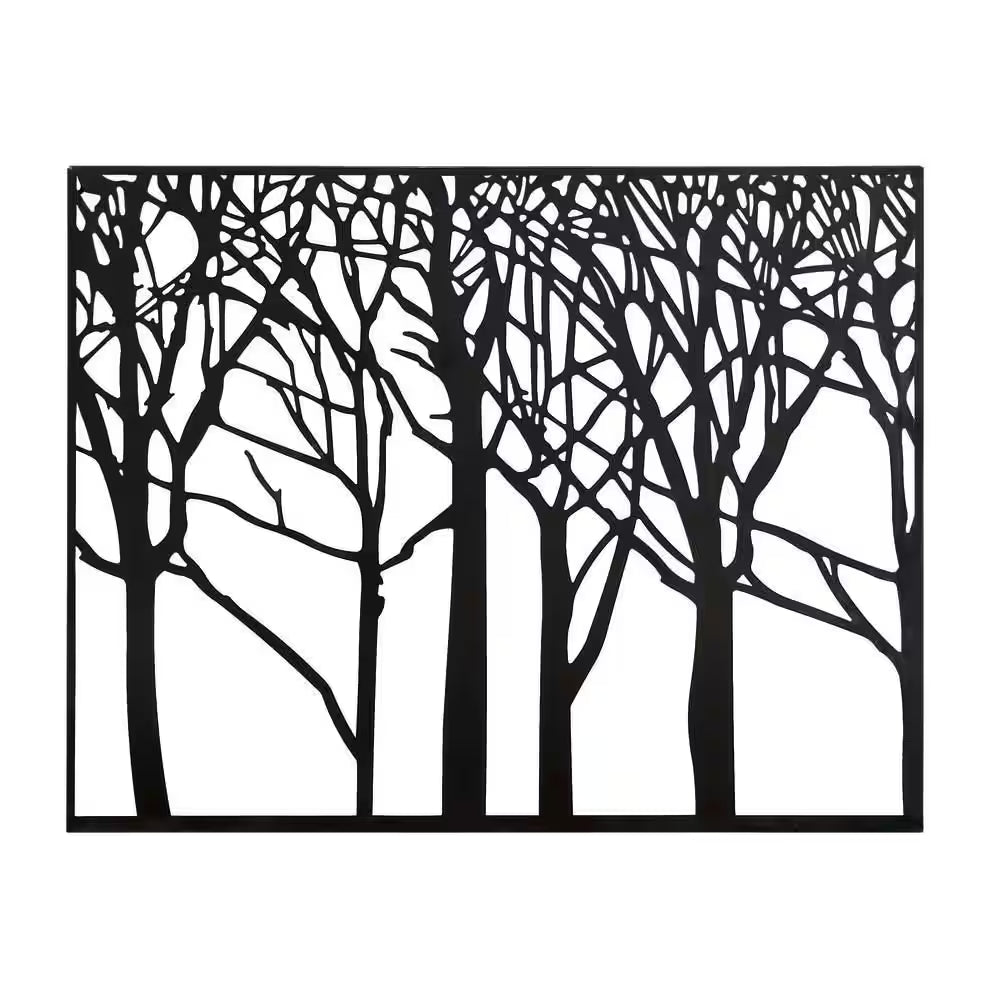 40 In. X 32 In. Metal Black Tree Wall Decor