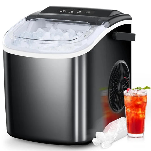 COWSAR Ice Maker Countertop, Portable Ice Machine with Self-Cleaning, 26.5Lbs/24Hrs, 9 Bullet Ice Cubes in 6 Mins, Ice Basket