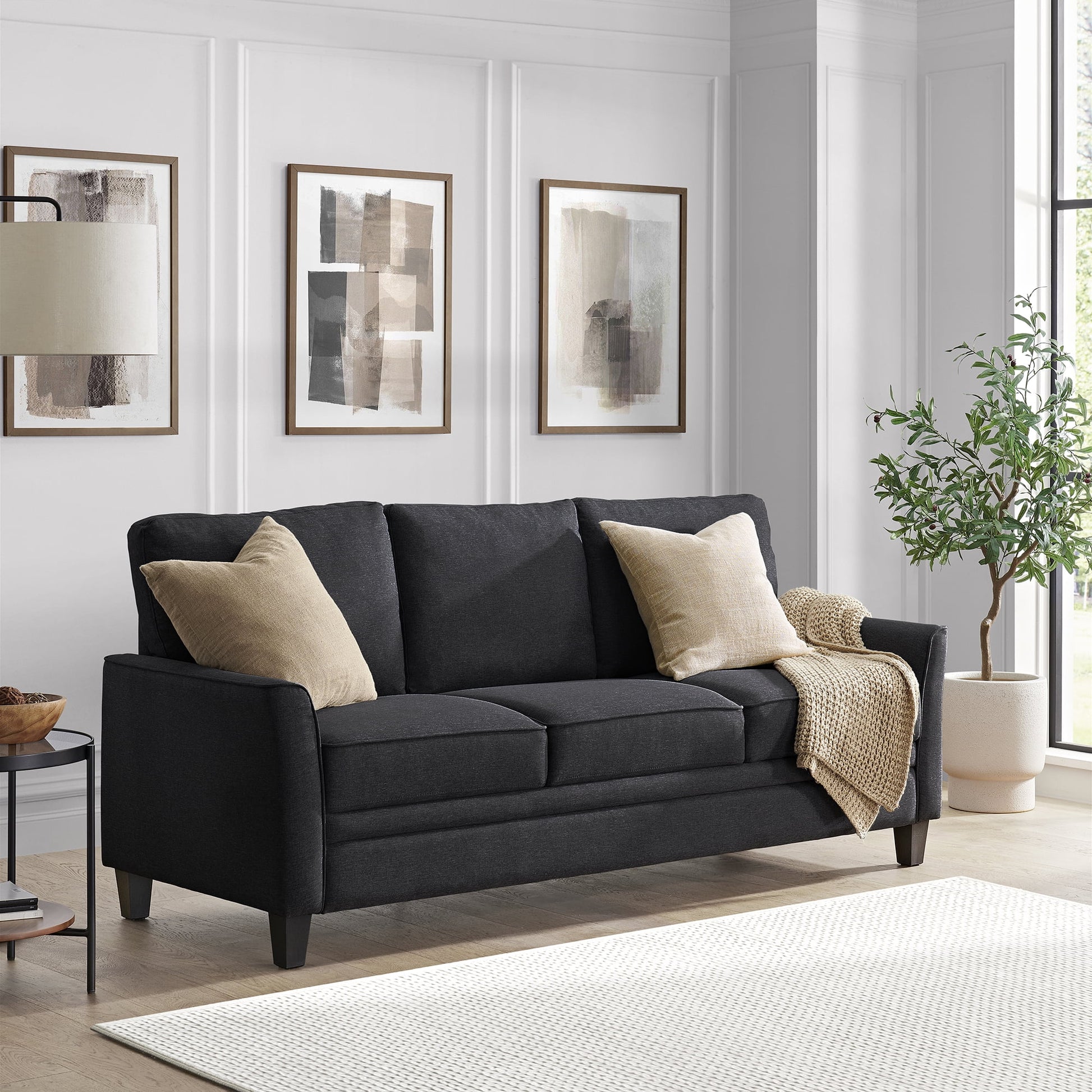 Auden 81" 3 Seat Classic Modern Sofa, Black