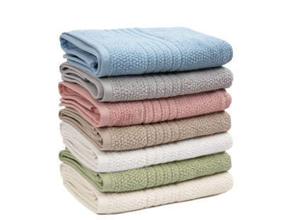 Pastel Textured 6-Piece 100% Cotton Bath Towel Set, Coral