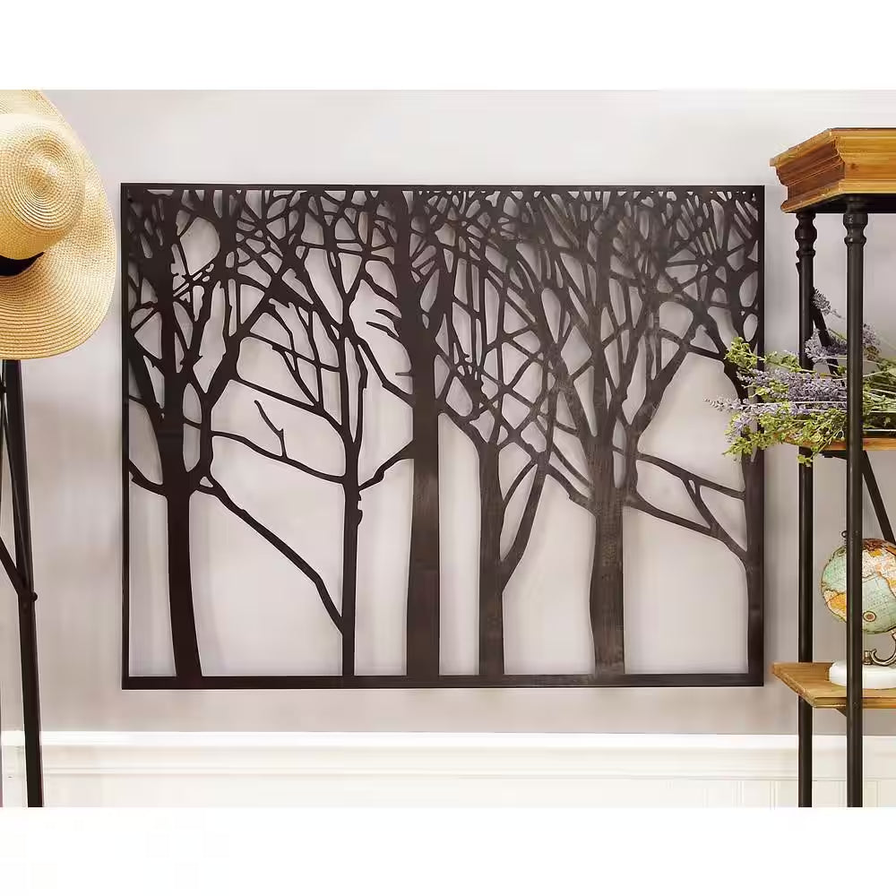 40 In. X 32 In. Metal Black Tree Wall Decor